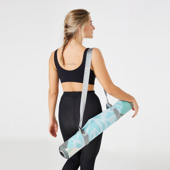 'Lush Lagoon' PU Yoga Mat with ‘Flex 2-in-1’ Strap