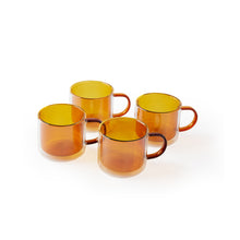  Set of 4 'Retro' Glass Mugs [Small, Ochre]