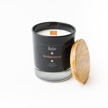 Amberwood 10oz woodwick candle