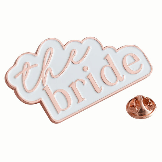 'The Bride' Enamel Badge [White & Rose Gold]