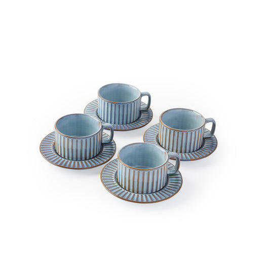 Set of 'Claudio' Teacup & Saucer [Sky Grey]