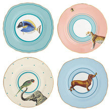  Set of 4 cake plates dog, fish, elephant, cheetah
