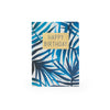 Birthday Gold Plaque Blue Leaves Card