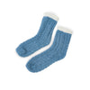 Blue and White Ribbed Cozy Slipper Socks