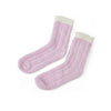 Pink and White Ribbed Cozy Slipper Socks
