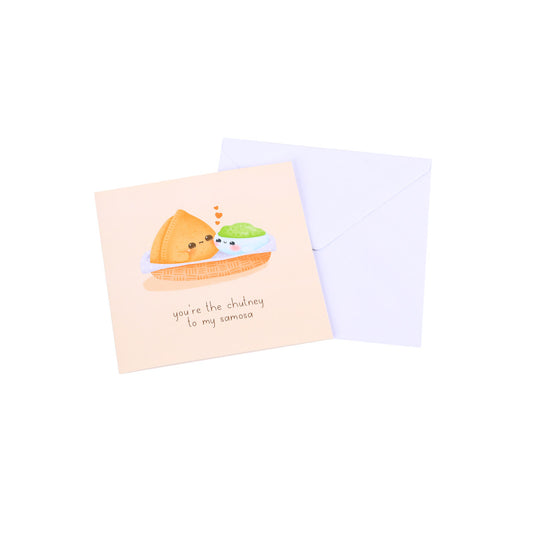 Food Couples Greeting Card - Samosa & Chutney