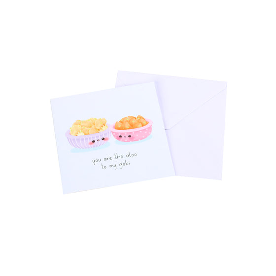 Food Couples Greeting Card - Aloo & Gobi