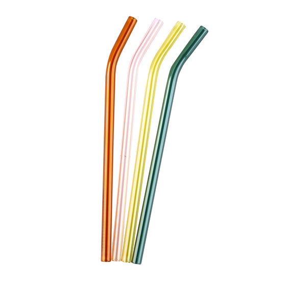 5 Pc Multicolour Glass Straw Set