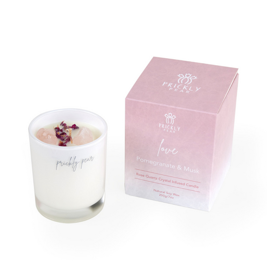 The 'Love' Rose Quartz Crystal Candle