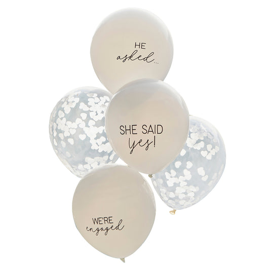 Engagement Balloon Bundle- Confetti & Script [White]