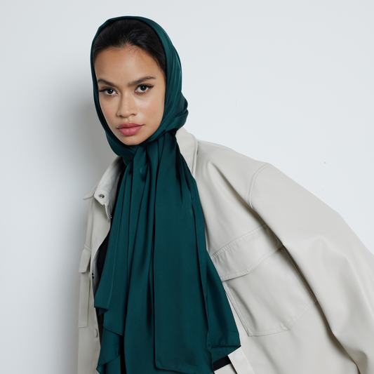 Modest Beyond Sustainable Recycled Satin Hijab - Emerald Green