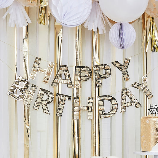 Gold Fringe 'Birthday' Bunting