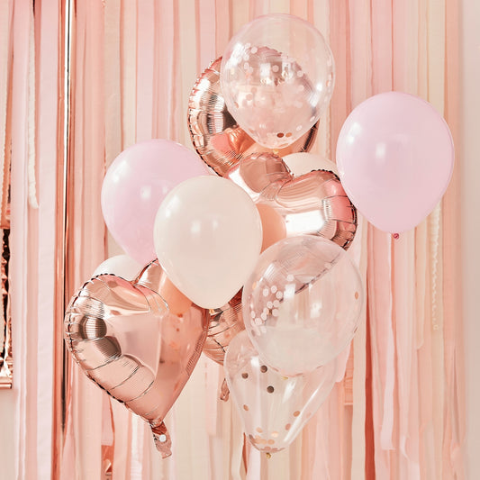 12 Rose Gold & Blush Balloon Bundle