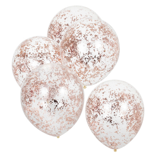 5 Rose Gold Foil Confetti-Filled Balloons