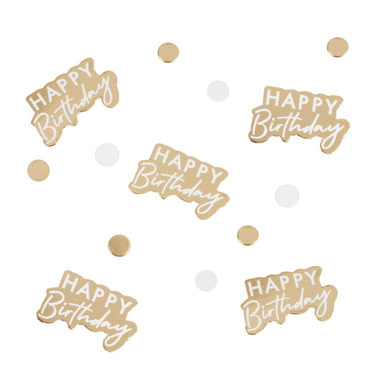 'Happy Birthday' Confetti [Gold & White]