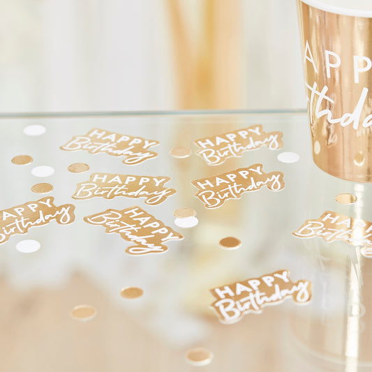 'Happy Birthday' Confetti [Gold & White]
