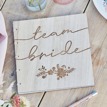 'Team Bride' Wooden Guest Book