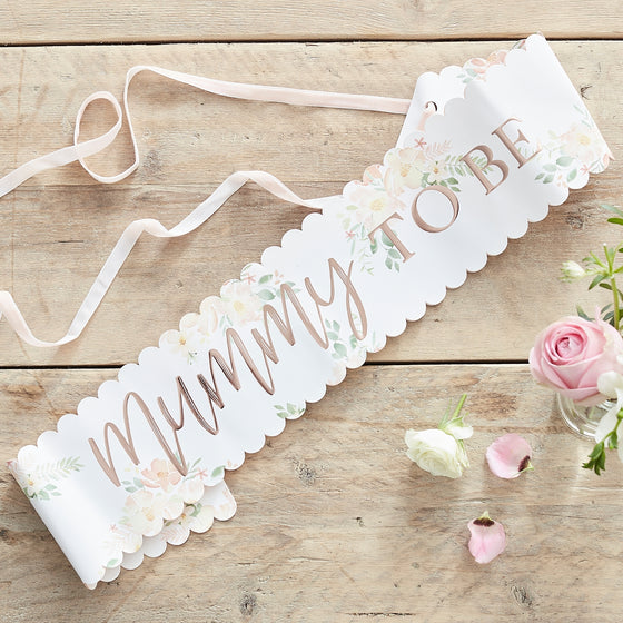 Floral 'Mummy-to-Be' Sash [Foiled]