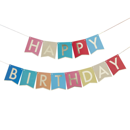 'Happy Birthday' Multi-Coloured Bunting [Gold Foiled]