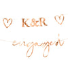 Customisable 'Engaged' Bunting with Initials & Hearts [Rose Gold]