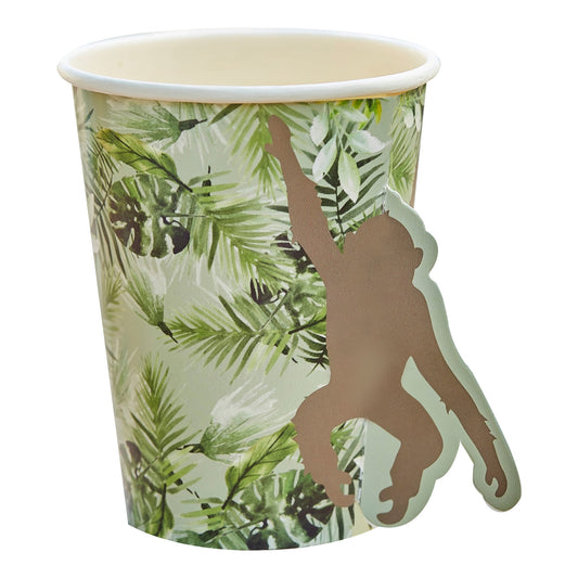 'Pop-Out Monkey' 8 x Eco Paper Cups [Jungle-Themed]