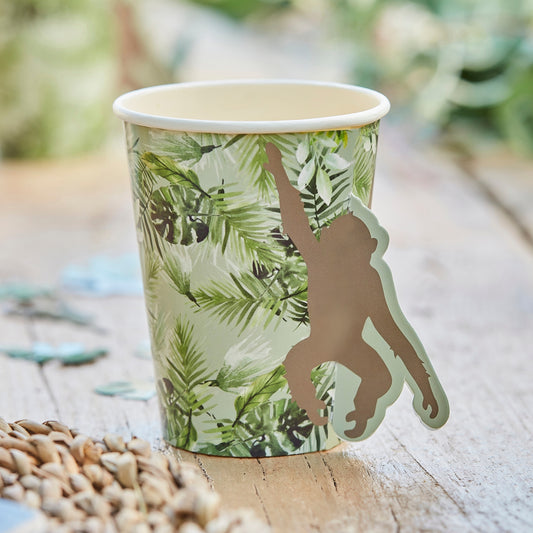 'Pop-Out Monkey' 8 x Eco Paper Cups [Jungle-Themed]