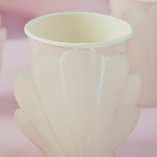'Pop-Out Shell' 8 x Paper Cups [Iridescent Pink]