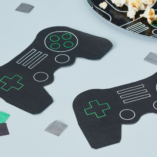 'Gaming' 16 x Eco Paper Napkins [Black]