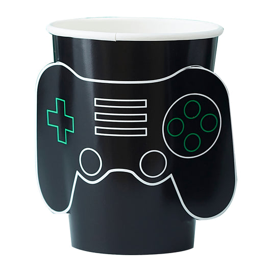 Pop-Out 'Gaming' 8 x Eco Paper Cups [Black]