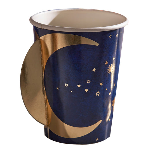 Eid Pop-Out Moon 8 x Paper Cup [Navy & Gold]