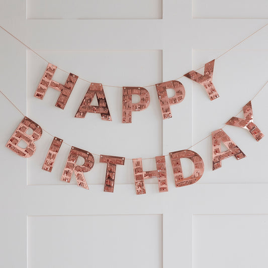 'Happy Birthday' Fringe Bunting [Rose Gold]