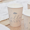 'Hello Baby' 8 x Eco Paper Cups [Speckle, Cream & Grey]