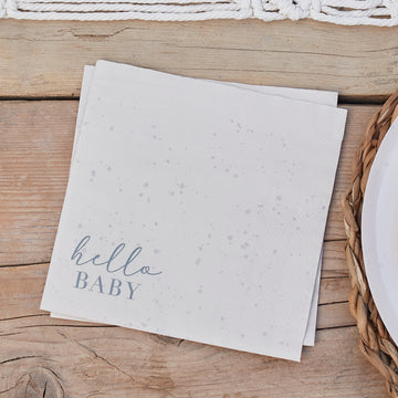 'Hello Baby' 16 x Eco Napkins [Speckle, Cream & Grey]