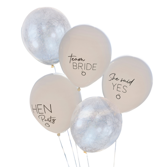 5 Hen Party Balloon Bundle, Confetti Mix