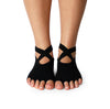 Black Toeless Yoga Socks with Grip