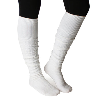 White Knee High Cotton Cozy Socks