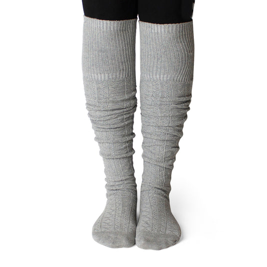 Grey Knee High Cotton Cozy Socks