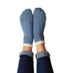 Blue and White Ribbed Cozy Slipper Socks
