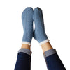 Blue and White Ribbed Cozy Slipper Socks