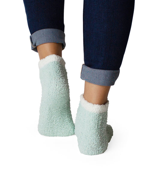 Mint Green Ribbed Cozy Slipper Socks