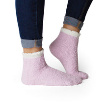  Pink and White Ribbed Cozy Slipper Socks