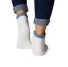 White and Blue Ribbed Cozy Slipper Socks