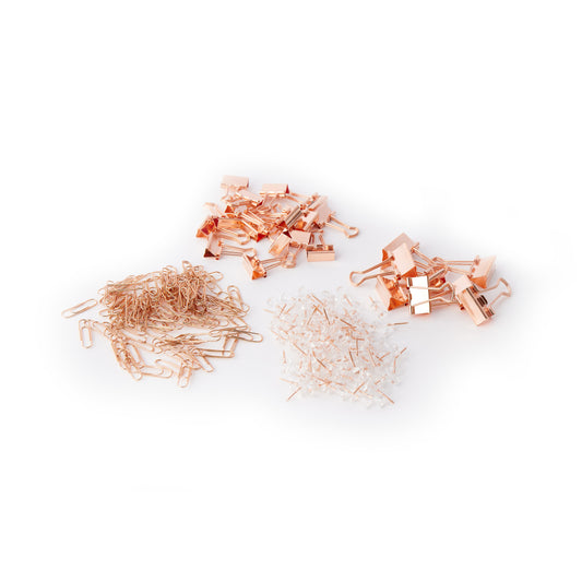 'Hooked' Paperclips, Pins & Clips Set, Rose Gold Coated Metal
