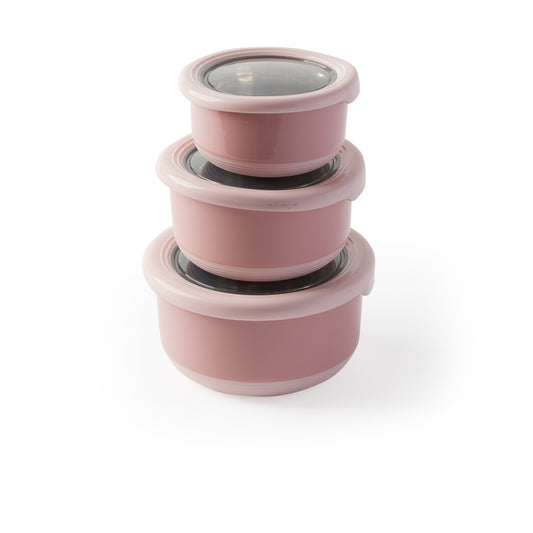 3 x Stacking Pink Metal Containers [S] [M] [L]