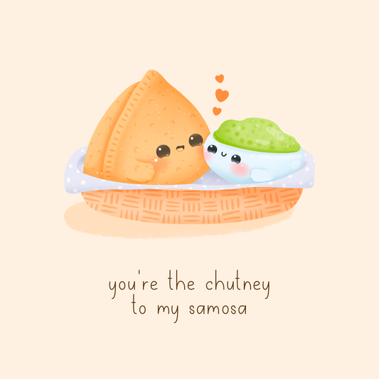 Food Couples Greeting Card - Samosa & Chutney