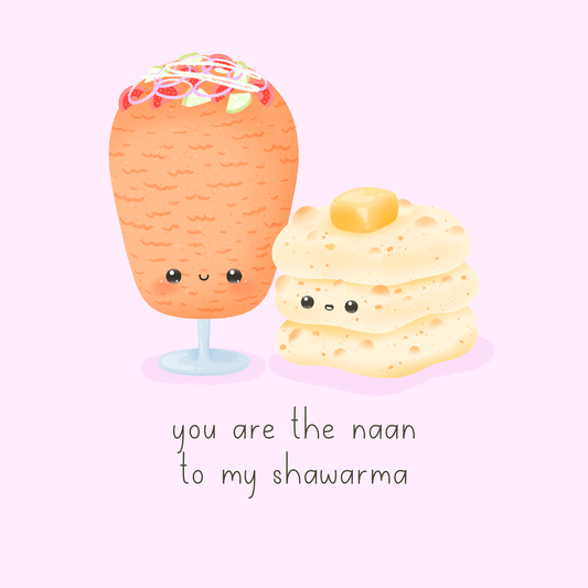 Food Couples Greeting Card - Shawarma & Naan