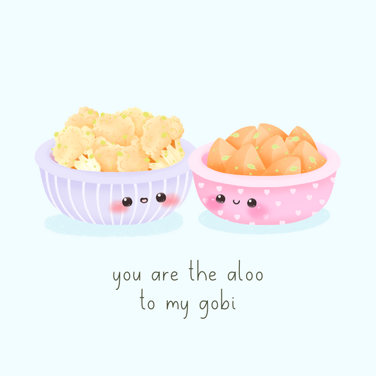 Food Couples Greeting Card - Aloo & Gobi