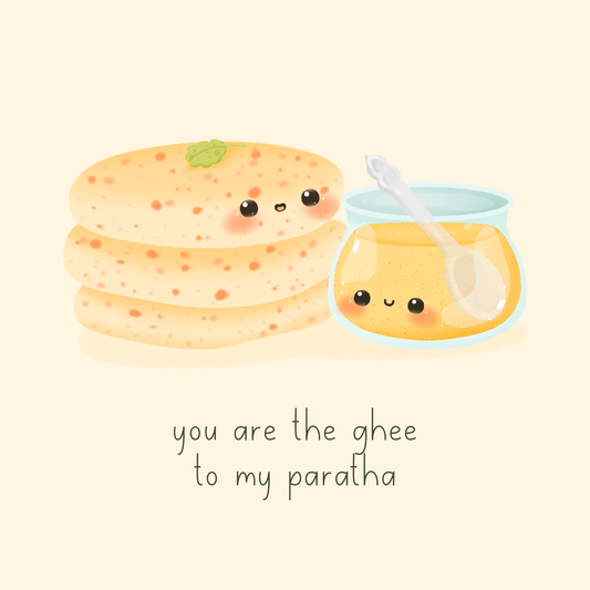 Food Couples Greeting Card - Paratha & Ghee