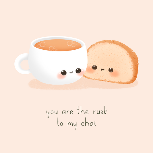 Food Couples Greeting Card - Chai & Rusk