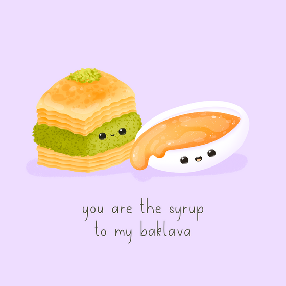 Food Couples Greeting Card - Baklava & Syrup